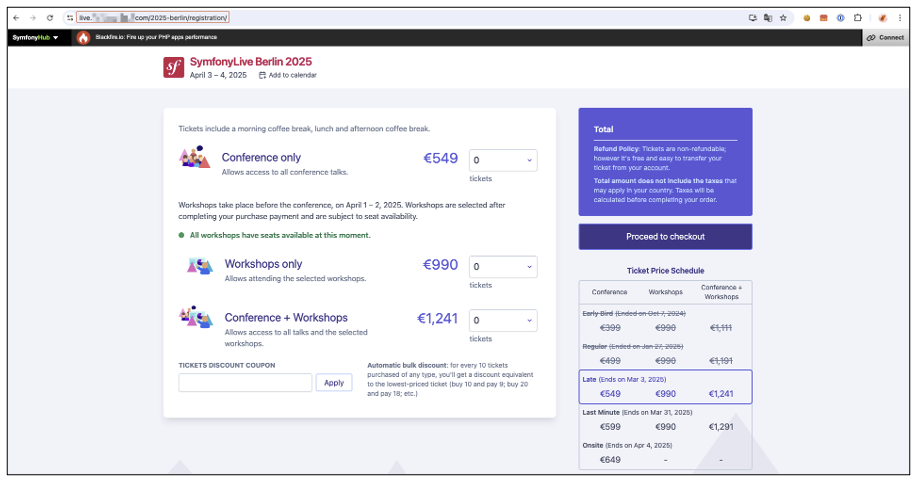 Fake conference registration page